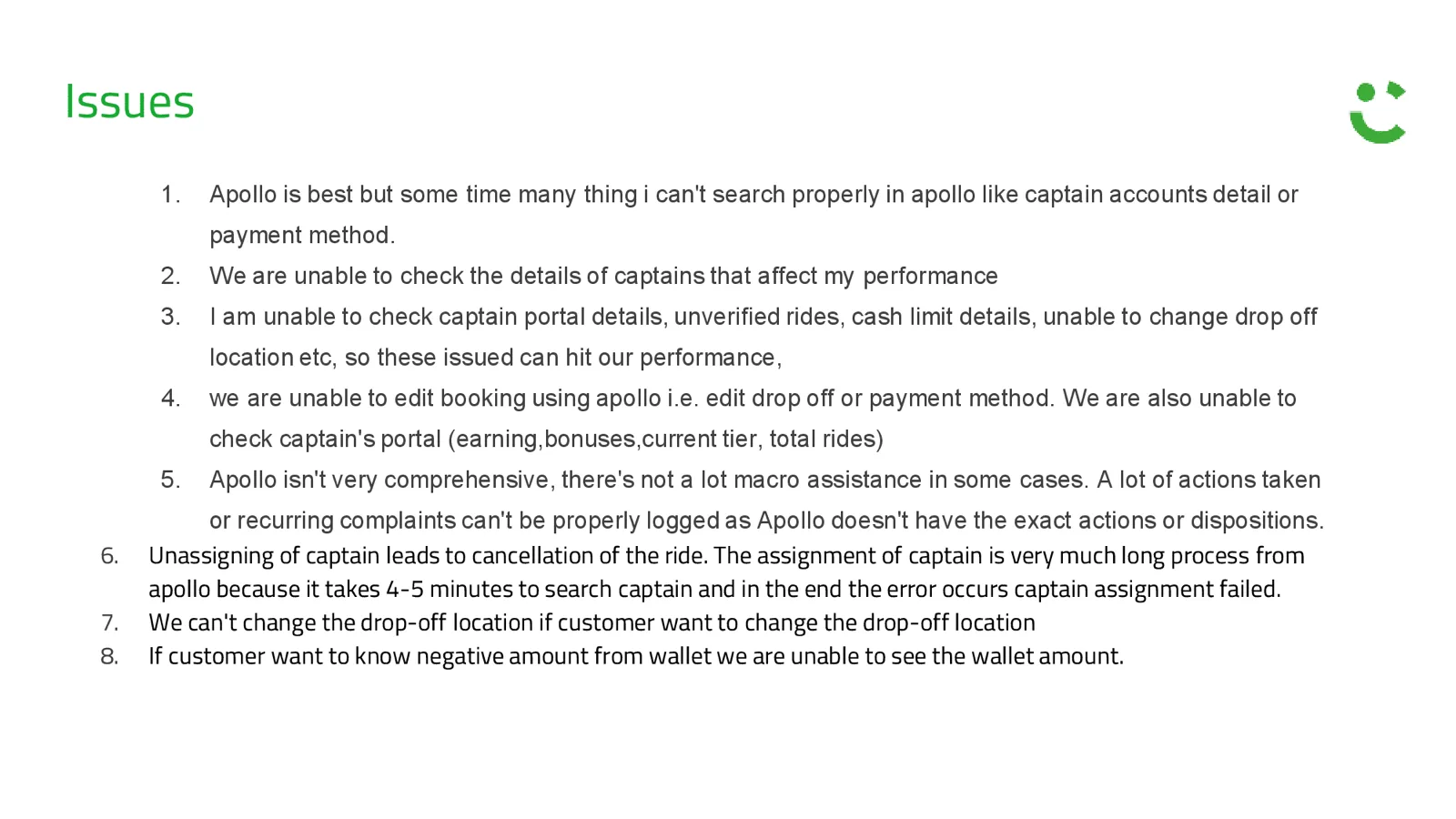 Usability issue identified in the agent workflow