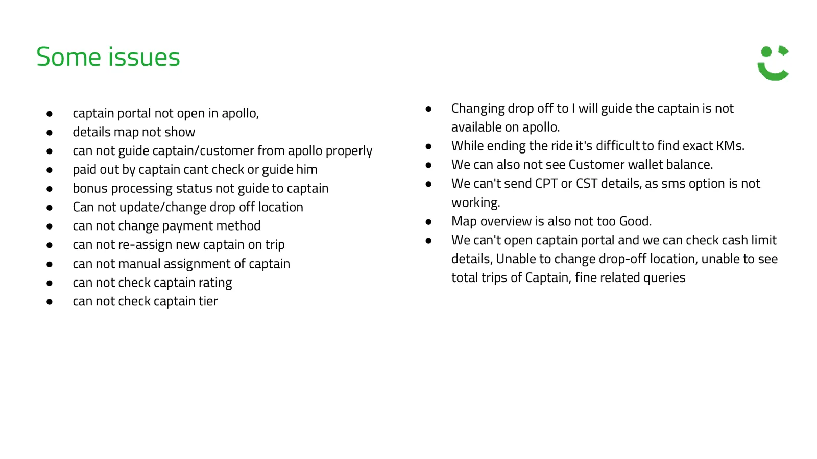 Usability issue identified in the agent workflow