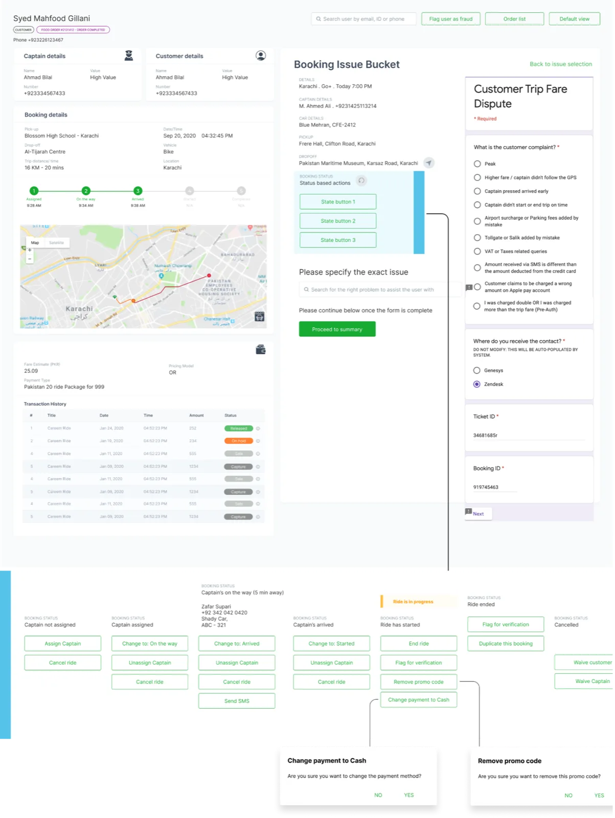 The unified agent support view: booking context, issue buckets & state-based ac