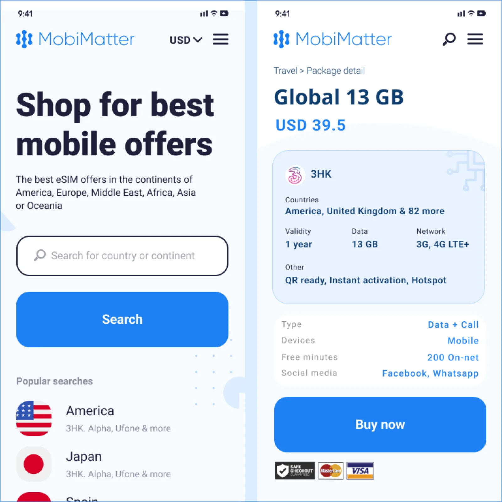 The redesigned MobiMatter: a clean, mobile-first landing page and a skimmable packa