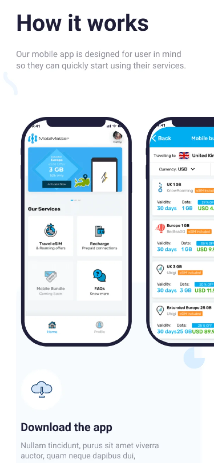 Redesigned interface screen