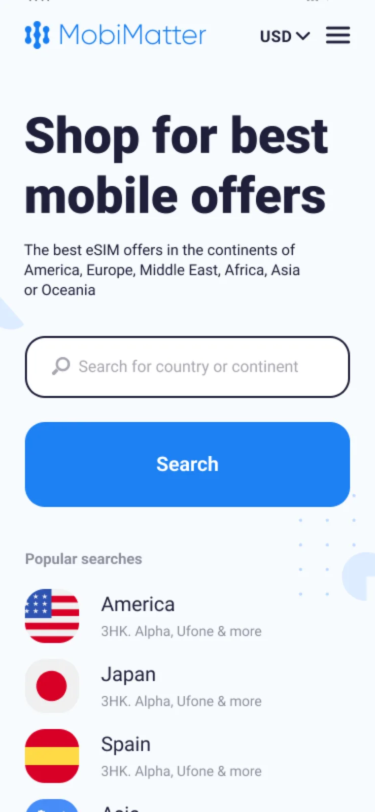 Redesigned landing page